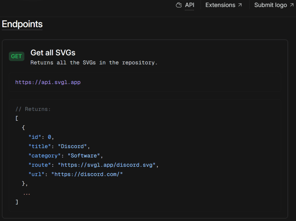 API para integrar svgl
