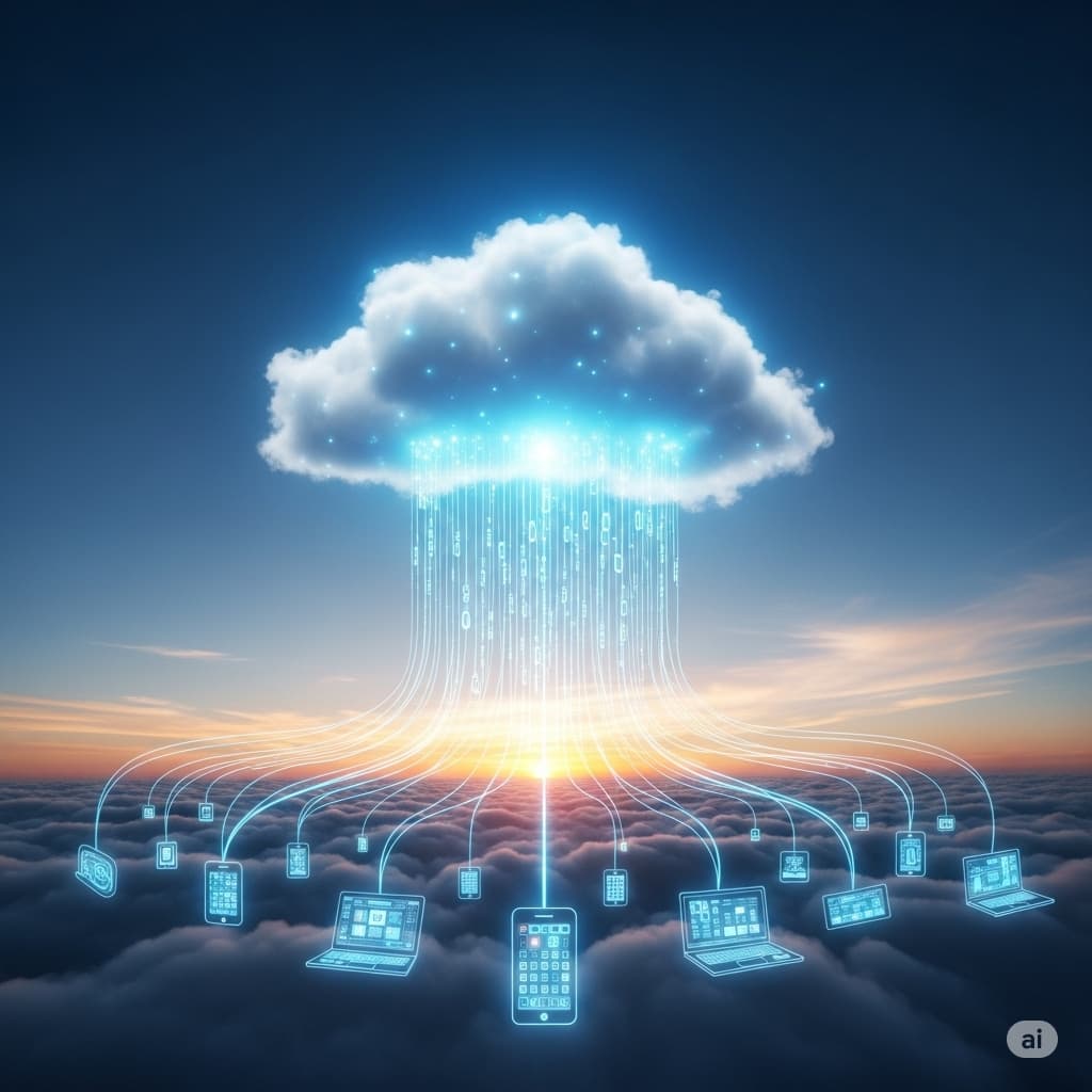 Dispositivos recibiendo datos de la nube