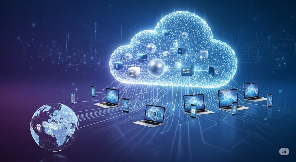 Dispositivos alimentándose de datos en la nube