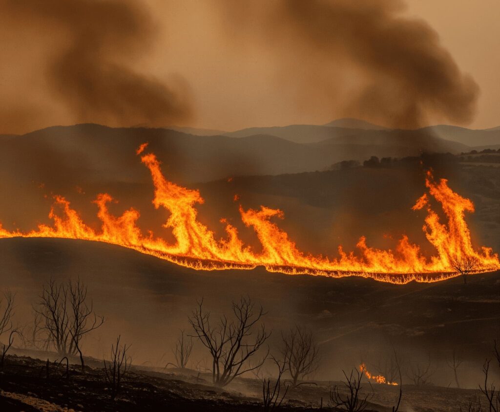 Pastizales incendiados en España