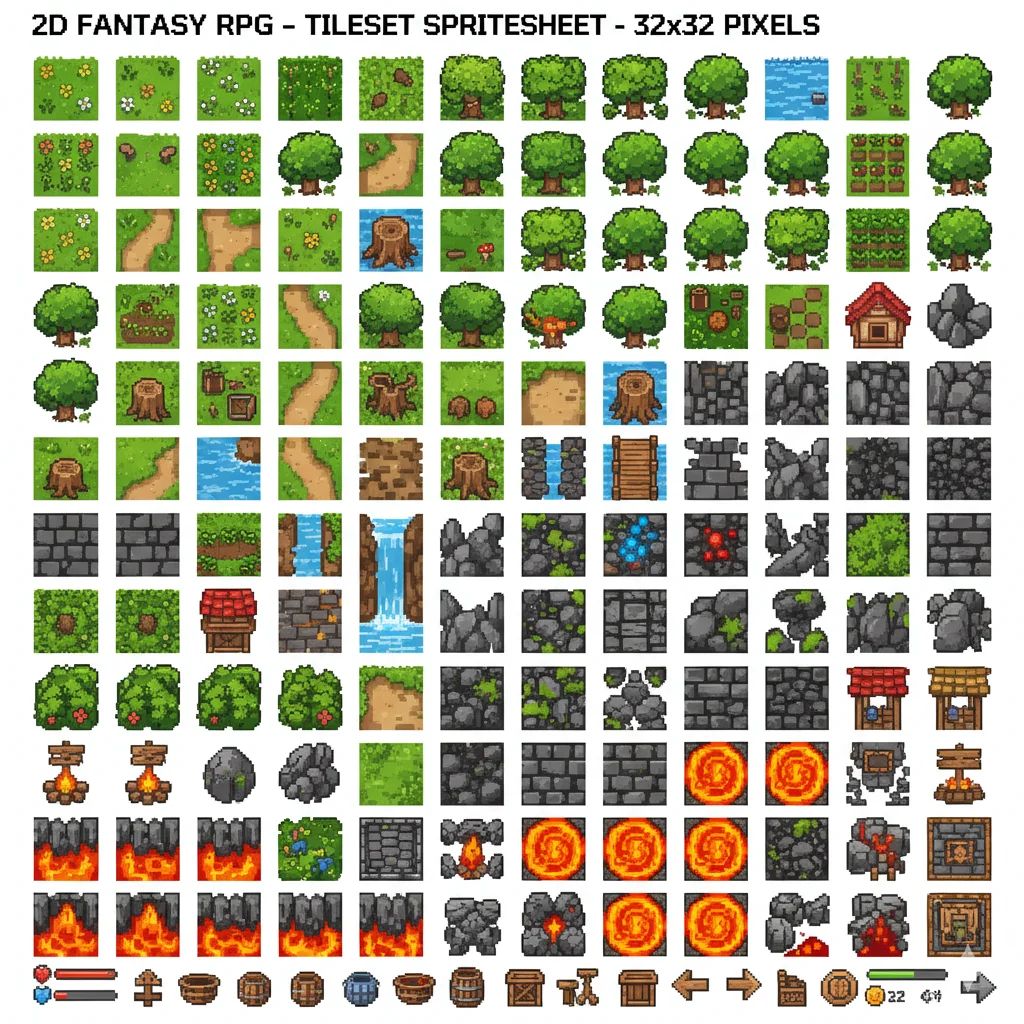 tiles de juego 2D hechos con IA