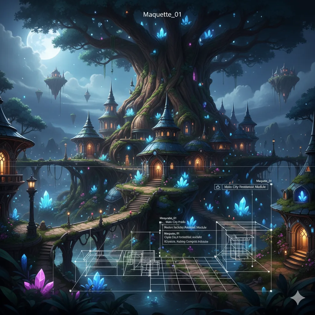 Maqueta de escenario de videojuego