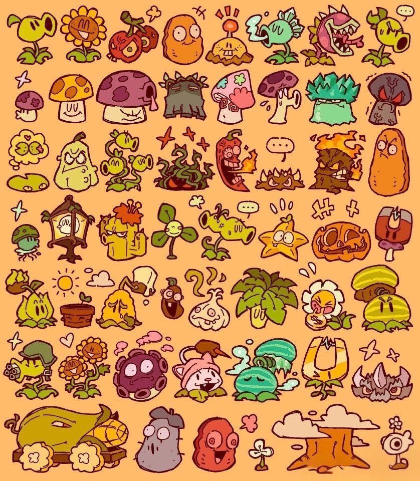 Todas las plantas con estilo doodle.