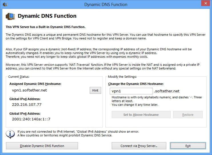 Vista de administración de dns para vpn