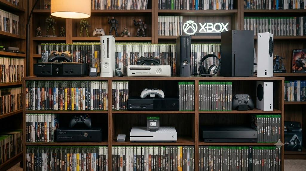 Estantería llena de juegos de Xbox