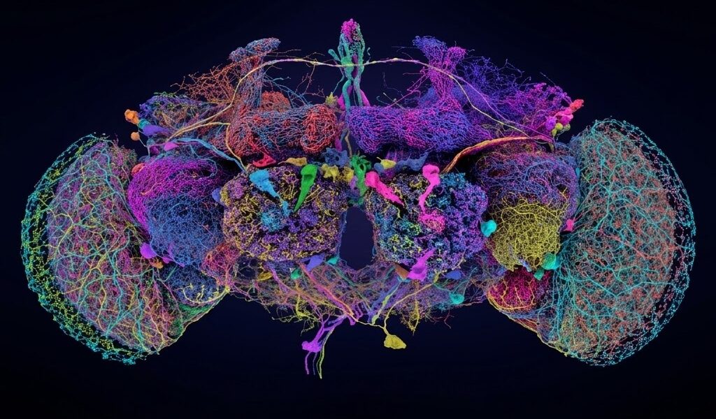 Fotografía de escaneo neuronal completo de mosca