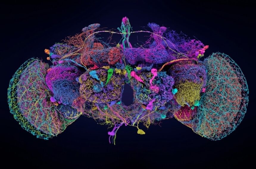 Fotografía de escaneo neuronal completo de mosca