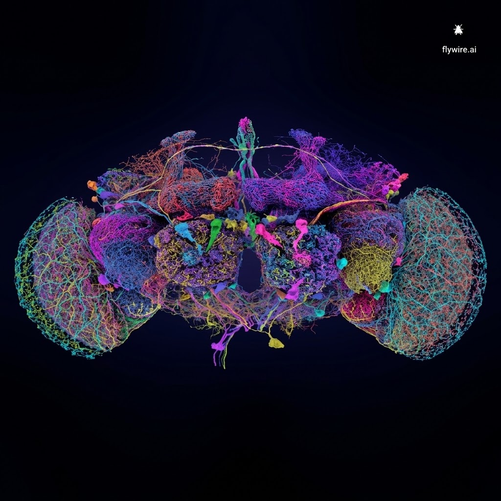 Fotografía de escaneo neuronal completo de mosca